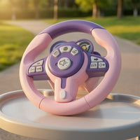 360-Degree Rotating Toy Steering Wheel with Strap Multifunction Car Steering Wheel Toy Light and Sound Realistic for Toddlers, Kids, Road Trips, Playroom