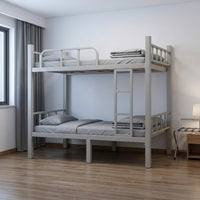 Bunk Bed with Ladder Metal Bunk Bed Space-Saving Furniture for Students, Teens, Dormitory, Bedroom, Hostel