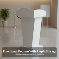 Stable Base Reception Host Stand Long-Lasting Construction Floor Standing Lectern Wide Top Surface Floor Standing Podium Wear-Resistant for Presenters, Lecturers, Lecture Halls, Classrooms, Auditoriums, Auditorium