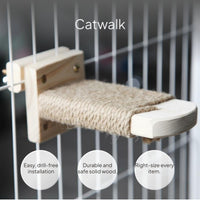 Wall-Mounted Cat Climbing Step Feline Perch Solid Wood Wooden Cage Shelf for Kittens