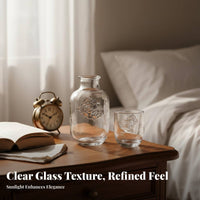 2 Pieces Cup as Lid Design Glass Bedside Water Carafe Set Easy to Clean Nightstand Water Carafe Glass Set Dishwasher Safe for Bathroom, Home