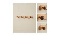 Wall Hook Rack with 4 Hooks Wall-Attached Coat Rack with Hooks Wavy Wooden Coat Hanger for Entryway, Washroom, Bedroom