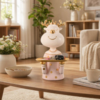 Decorative Deer Statue with Storage Tray Playful Deer Figurine with Tray Modern Storage Figurine Compact for Entryway