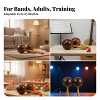 Polished Finish Percussion Maraca Tapered Handle Handheld Maraca Rounded Head Wooden Shaker Smooth