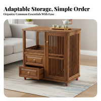 Chinese Design Mobile Tea Ceremony Table Movable with casters Living Room Furniture Multitier Storage Serving Cart Integrated Electric Kettle for Homeowners, Hosts, Adults, Home, Kitchen, Office