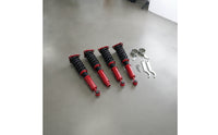 4 Pieces Heavy-Duty Coilover Chassis System Kit Steel Coilover Kit Red and Black Spring Shock Absorber Sporty for Car Enthusiasts, DIY Mechanics