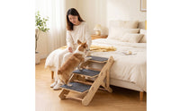 Foldable Pet Stairs Adjustable Pet Ramp with Carpet Portable Dog Ramp Compact for Dogs, Indoor, Couch, Bedside