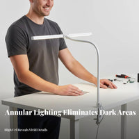 High Color Rendering (Ra>95) Shadowless Model Building Light Stepless Dimming Adjustable Clamp Desk Lamp Energy-Saving Clip on Desk Light Wireless Controller Control for Architects, Professionals, Workbench, Art Studio, Study Room, Reading Nook