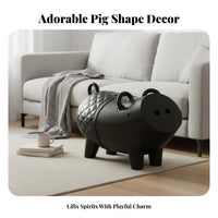 Cute Design Pig Shaped Side Table Multi-Functional Cartoon Pig End Table Space Saving Creature Storage Ottoman Stable Load-Bearing for Families, Toddlers, Living Room, Bedroom, Playroom, Nursery