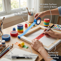 Colored Masking Tape Rolls Set for Artists, Wide Japanese Washi for Bible Journaling, Craft DIY Projects 1/2 Inch