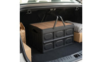 Wood-Grain Top Foldable Trunk Box Carrying Handle Car Boot Organizer