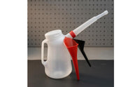 HDPE Plastic Oil Jug Screw-on Lid Measuring Oil Jug Side Handle Automotive Fluid Tool Angled Filling Neck