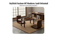 Curved Solid Wood Tea Table Aesthetic Chinese Design Tea Table Thick Tabletop Modern Chinese Design Dining Set for Home Stylists, Living Room