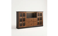 Side Cabinet Vintage Storage Cabinet with Glass Doors Sideboard for Living Room, Hallway