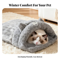 Burrow Design Cat Sleeping Bag Provides Security Enclosed Cat Cave Calming for Kittens, Small Pets, Winter, Indoors, Living Room