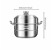 Induction Compatible 304 Stainless Steel Steamer Pot Glass Lid Steaming Basket Thickened Kitchenware for Gas Cooktop