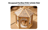 Space Saving Chinese Design Cat Tree Stable Structure Cat Condo with Scratching Posts Sturdy Construction for Cats, Kittens, Indoors