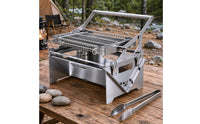 Foldable Barbecue Grill Flip-up Stainless Steel Grill Heat Resistant Outdoor Cooking Gear