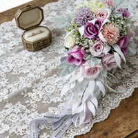 Handmade Korean Design Hand Floral Arrangement Realistic Look Pink and Purple Artificial Floral Arrangement Real Feel for Brides