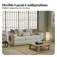 New Chinese aesthetic 3-Piece Wooden Seating set serene Inspired Design Sofa Set full Wood Frame Household Furniture Minimalist Modern for Apartment Dwellers, Entertainers, Living Room, Lounge, Reception Area, Sunroom