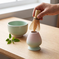 Gradient Pink-Green Matcha Tea Ceremony Set with Whisk Stand, Bowl, and Gift Box Options