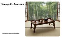 Japanese-Design Design Tatami Tea Table with Storage Sturdy Construction Tatami Desk Stable Structure Household Furniture Rounded Corners for Minimalists, Apartment Dwellers, Families, Bay Window, Bedroom, Floor Seating Area, Living Room