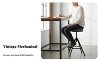Industrial Aesthetic Adjustable Pedestal Stool Retro Design Adjustable Tripod Seat Stable Base Counter-Height Seating Easy Assembly for Bar Owners, Interior Designers, Homeowners, Studio, Cafe, Kitchen, Dining Area