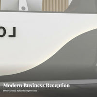 Modern Reception Desk Varnished Surface Ed Finish High Gloss Reception Sturdy Salon Front Desk Storage Stability Suitable for Spa Sales Center Corporate Setting Retail Store