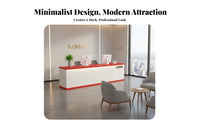 Modern Front Desk Reception Counter Cashier Desk Sturdy Construction Spacious Storage Simple Design Suitable for Company Business Owners Boutique Retail Store Lobby
