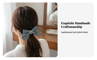 2 Pieces Denim Bow Hair Clips Sweet and Cool Look Frayed Jeans Material Hair Accessories Cute Bow Hair Clip for Girls, Women, Hairstyling, Daily Wear