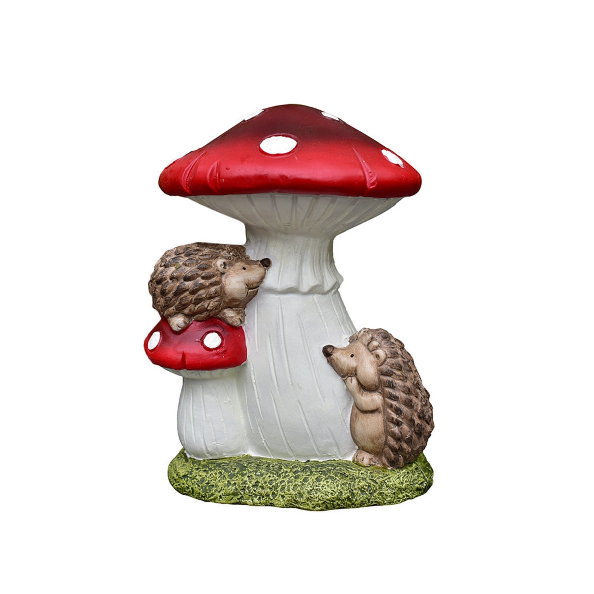 Fungus Statue with Hedgehogs Ceramic Fungus Hedgehog Figurine Toadstool Ornament Whimsical Cute for Gardeners, Patio
