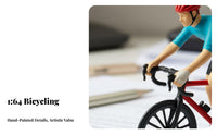 1:64 Scale Cyclist Figure Collectible Miniature Bike Cyclist Model Tiny Cyclist Figurine High Accuracy Miniature Red Bike