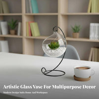 Micro Landscape Bottle Creative Gift Slanted Opening Glass Planter Functional Ornamental Glass Propagation Vase for Gardeners, Desktop, Bedroom