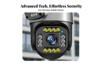 Twin Lens PTZ Security Camera Pan & Tilt Function Twin Lens Security Camera Weatherproof IP66 Waterproof for Home Exterior, Yard