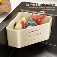 Bathroom Sink Organizer, Carbon Steel Retractable Draining Racks for Kitchen No-Drill Corner Design for Dishwashing Sponges, Expandable