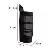 Zippered over-Door Storage Bag Oxford Material over Door Sports Gear Bag Black Hanging Sports Equipment Organizer Metal Eyelets