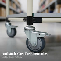 Sturdy Anti-Static Utility Cart Universal Wheels Workshop Material Cart Locking Casters Multi-Layer Rolling Trolley Wear-Resistant for Electronics Technicians, Factory Operators, Workshops, Warehouses, Laboratory, Garages
