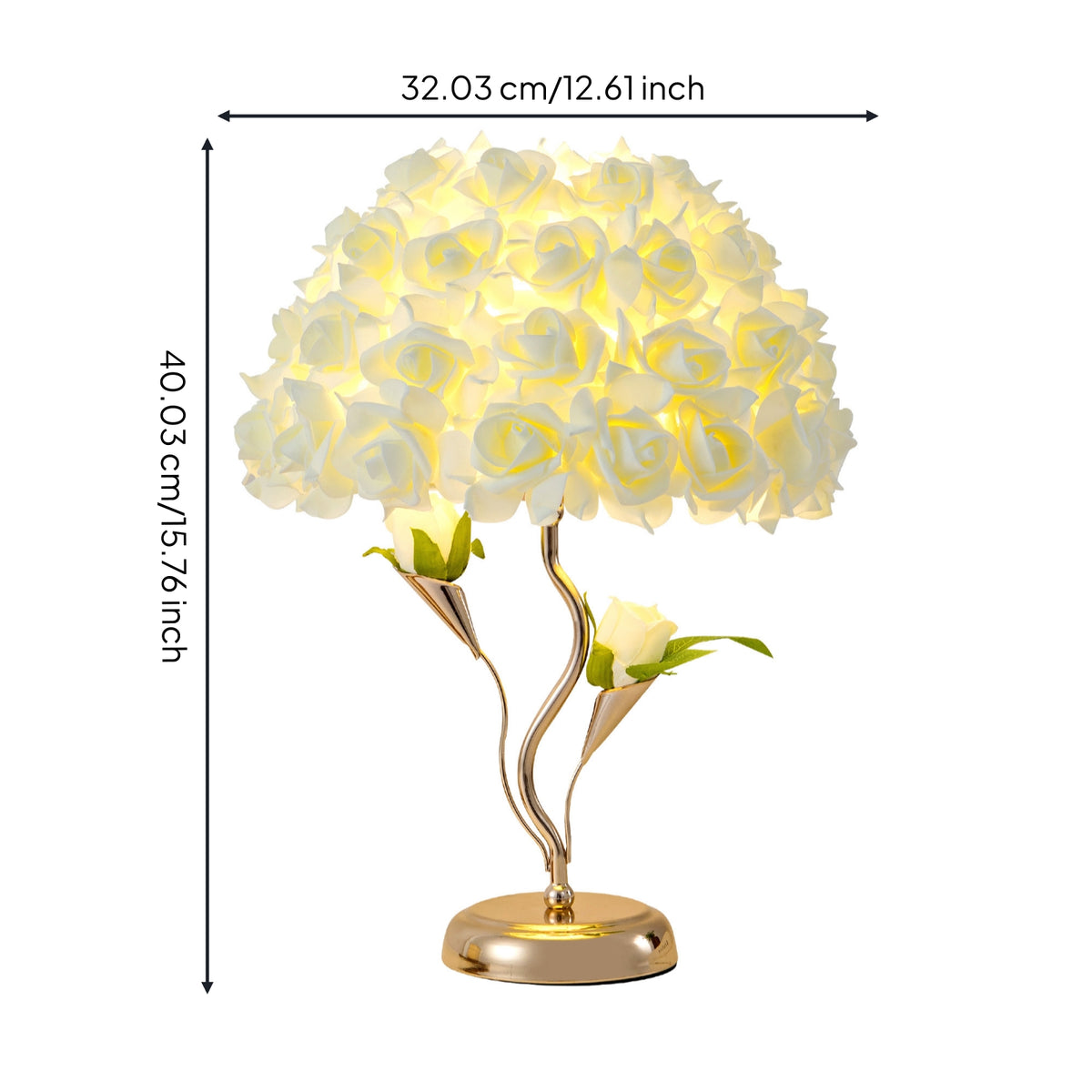 Rose Flower Table Lamp Floral Rose Flower Lamp Warm Light Decorative for Bedroom, Bedside