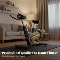 Silent Operation Cycling Bike Seamless Belt Drive Stationary Cycling Bike Sturdy Steel Frame Stationary Exercise Exercise Bike Comfortable Seat for Gym