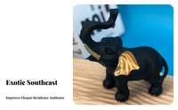 Light Luxury Design Black and Gold Elephant Statue Premium Quality Thai Design Elephant Ornament Fine Craftsmanship for Office, Coffee Table