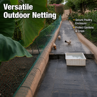 Poultry Netting 50m, Backyard Chicken Netting with 3cm Mesh, Flexible 18-Strand Green Netting with Fasteners for Hobby Farms