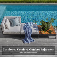 4 Pieces Nordic Design 4-Piece Woven Seating collection weatherproof outdoor seating set Includes Coffee Table Garden Furniture Water for Families, Homeowners, Adults, Balcony, rearyard, Deck, waterside