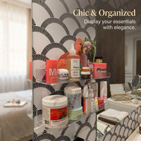 Bedroom Storage Shelf Unit for Home Organization, Transparent Corner Wall Mounted for Students, Modern Acrylic Display Rack