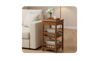 End Table New Chinese Design Sofa Table Simple Design Bedside Storage Rack for Living Room, Small Areas, Bedroom