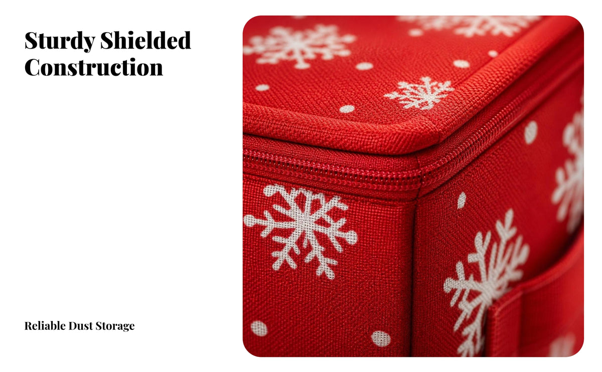 Christmas Ornament Storage Box | Foldable textile Design, Clear Front Label Window, Christmas Ornament Organizer, for Closet