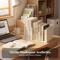 Space Saving unified Pen and Book Stand Reduces Clutter Multi-Compartment Statiintegratedry Holder Large Capacity Desktop Organizer interchangeable Design for Students, educators, Artists, Desk, Dorm Room, School, Classroom