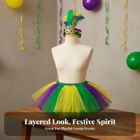 Rainbow Tutu and Feather Headband Set Festive Look Rainbow Tutu Costume Set Universal Sizing Feather Plumed Headpiece and Skirt for Adults