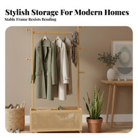 Space-Saving Design Solid Wood Clothes Stand Stable and Long-Lasting Solid Wood Coat Stand Heavy Duty Freestanding Clothes Rack with Shelves Easy Assembly for Apartment Dwellers, Homeowners, Students, Hallway, Living Room