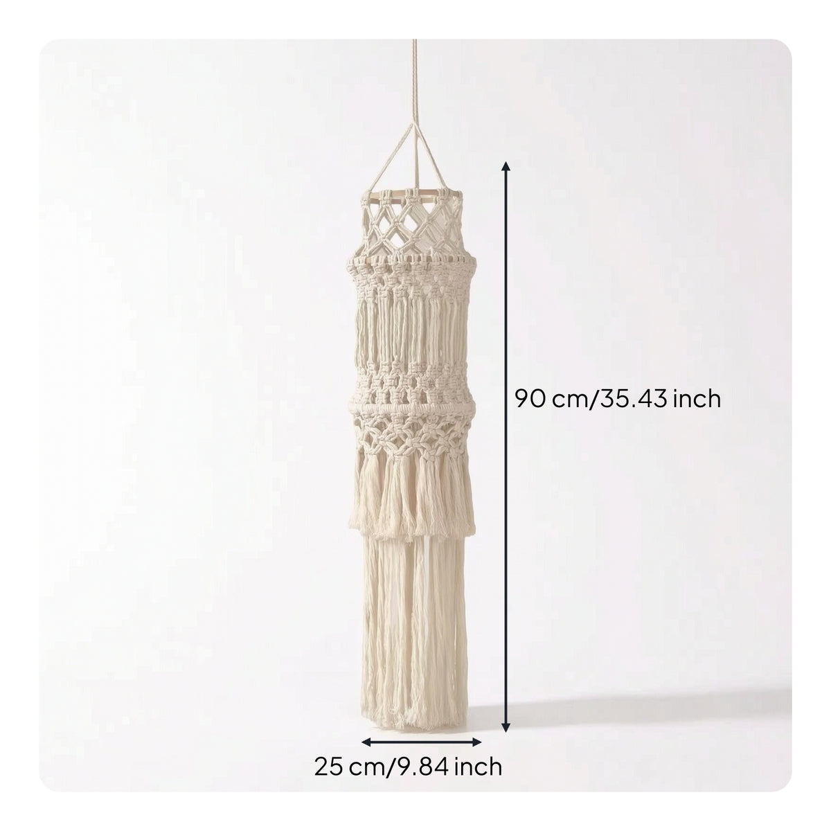 Handmade Macrame Lampshade Bohemian Tassel Lampshade Fringe Boho Light Cover Handwoven for Reading Corner