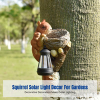 Resin Squirrel Solar Hanging Light, Outdoor Garden Decor, Waterproof Yard Sculpture